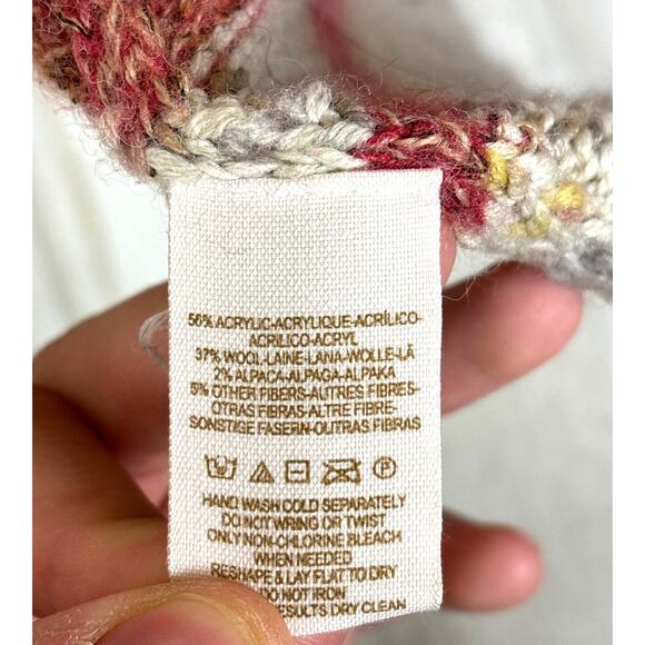 Free People Women’s S Orange Cream Yesterdays Smile Boho Maxi Knit Cardigan Rare - Picture 6 of 7